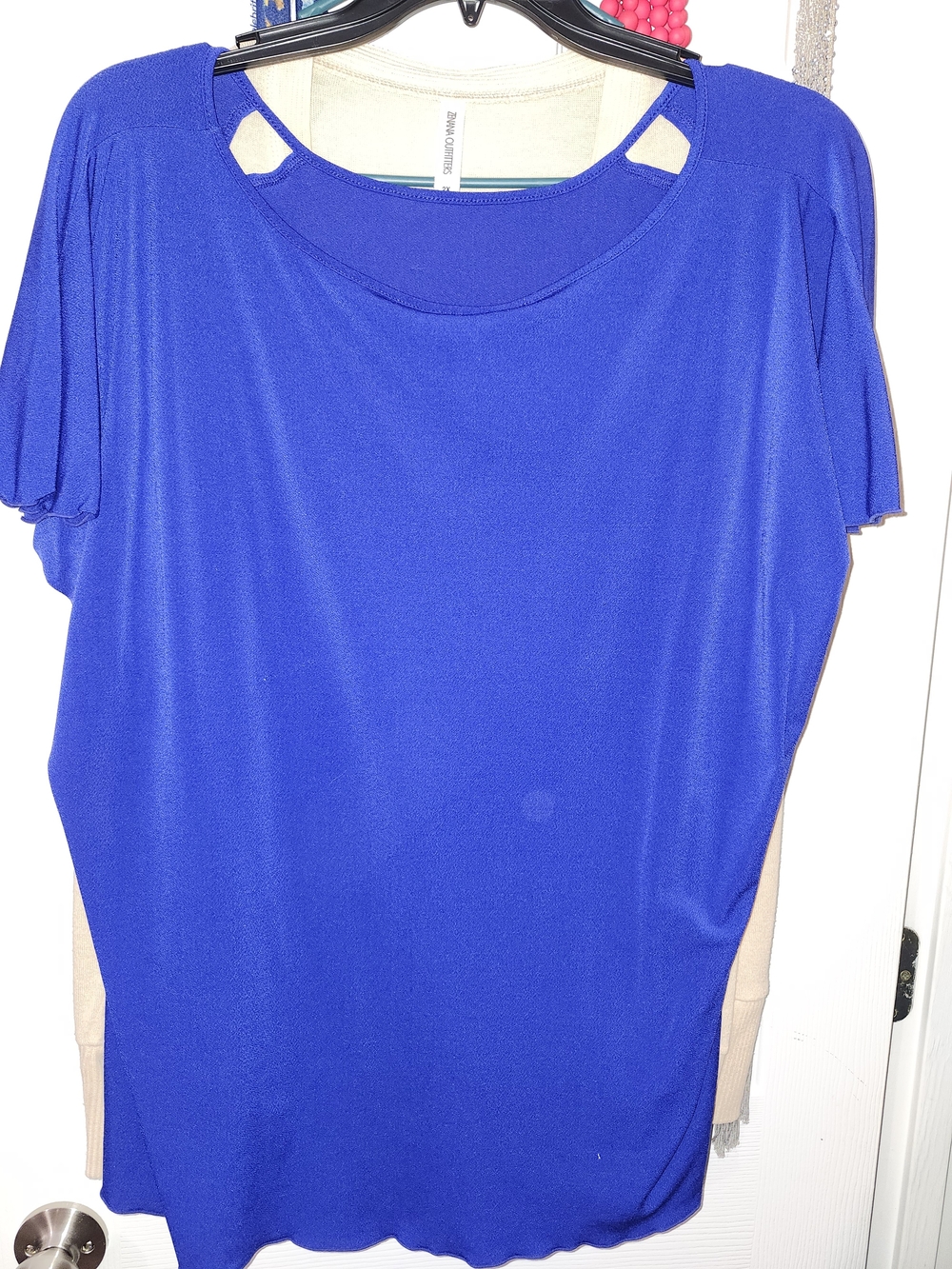 Worthington Royal Blue Short Sleeve Cutout Top